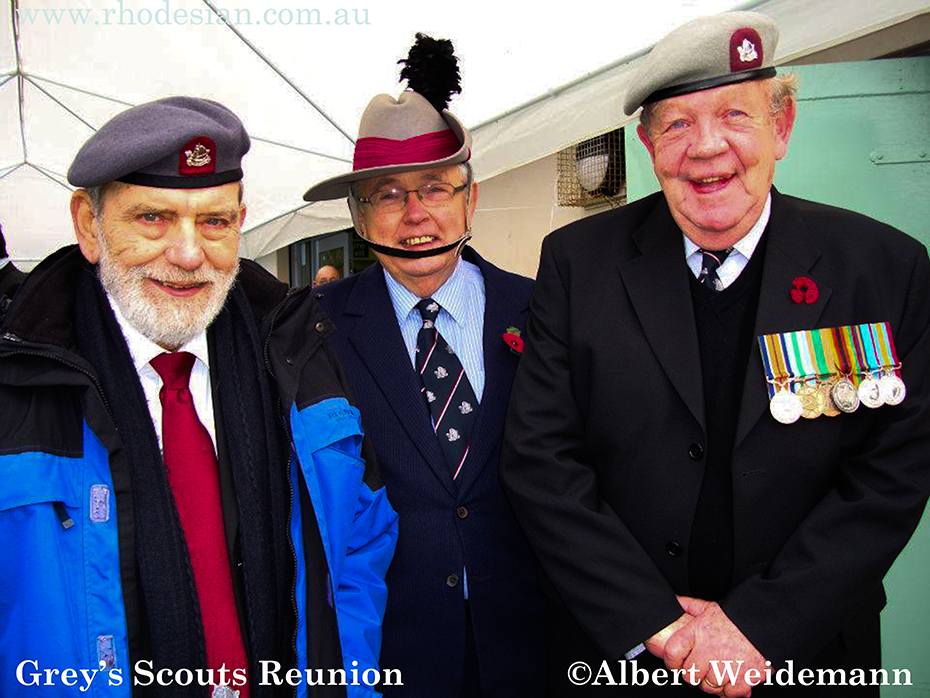 Photo of Grey's Scouts Reunion in UK Sgt Major Don Kenny Lt Col Chris Pearce Lt Col Mick McKenna